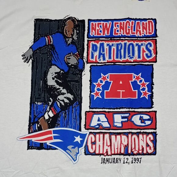 1997 Starter T-Shirt New England Patriots AFC Champions Single Stitch XL NWT - Picture 2 of 9